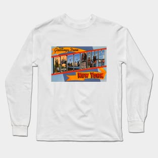 Greetings from Brooklyn, New York - Vintage Large Letter Postcard Long Sleeve T-Shirt